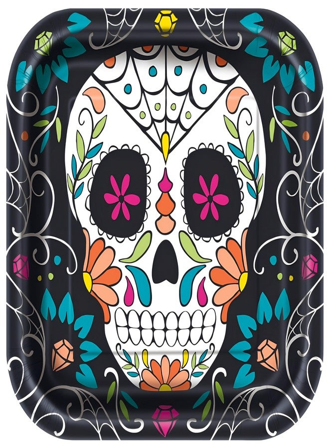Unique Party Unique Skull Day Dead Square Plates, 8 Ct. - Image 2